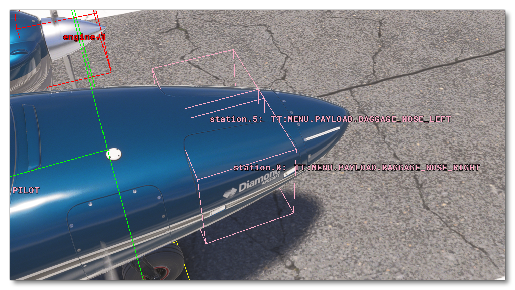 Station Load Position Illustrated Using The Weight Debug Window Station Load Position Illustrated Using The Weight Debug Window