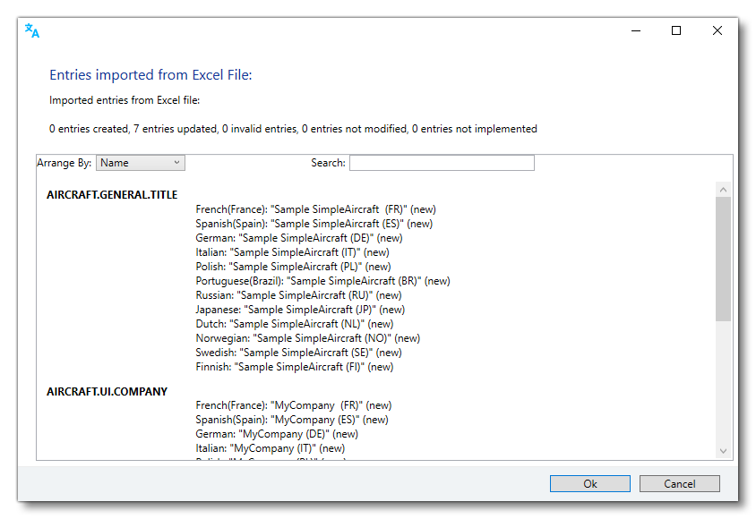 Excel Import Summary Example