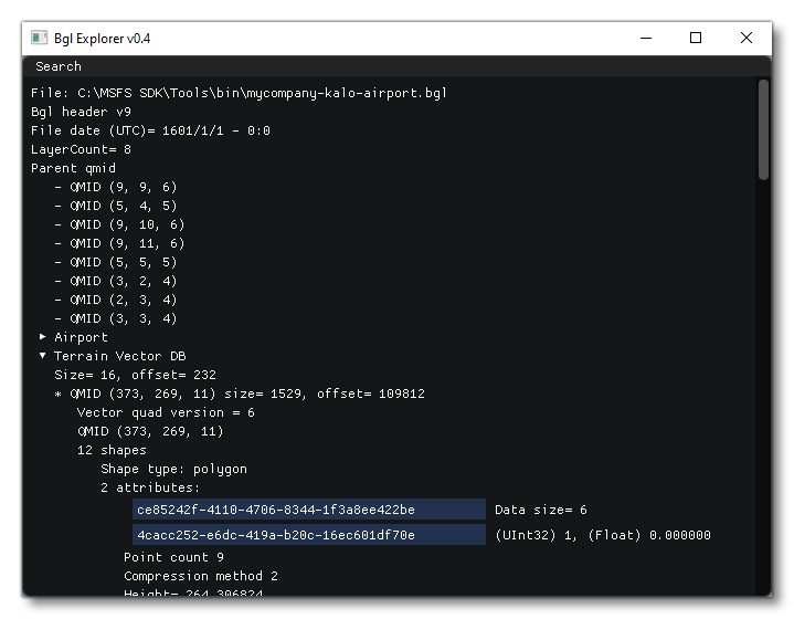 The BGL Explorer Tool Showing The Contents Of A BGL File The BGL Explorer Tool Showing The Contents Of A BGL File