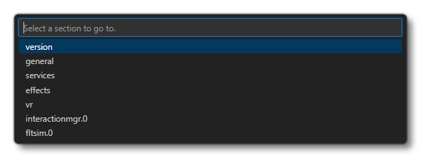 CFG File Sections In The Editor