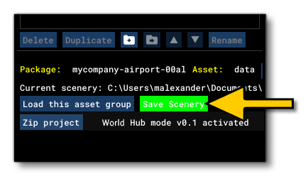 Saving Your Work In The Scenery Editor
