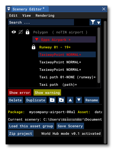 Errors And Warnings In The Scenery Editor