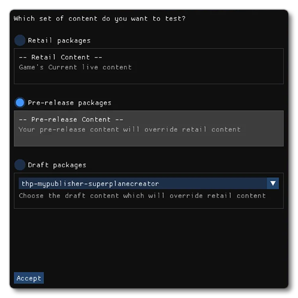 The Pre-Release Packages Section Of The Content Test Tool