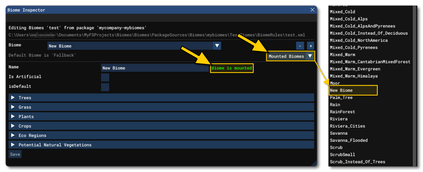 Example Showing A Mounted Biome