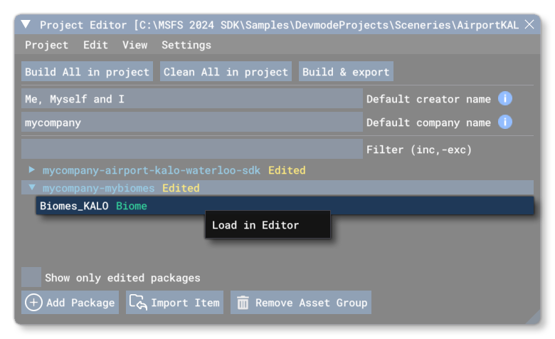 Loading The Biome Asset In The Biomes Editor