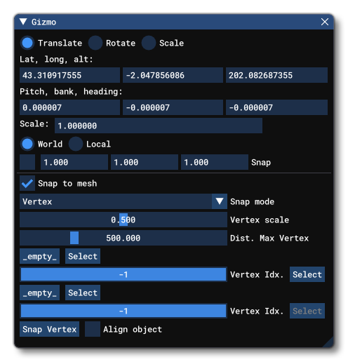 The Snap To Mesh Options