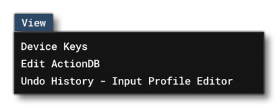 The Profile Editor View Menu