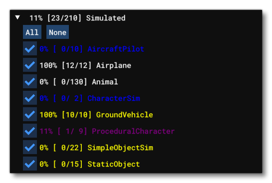 List Of Simulated Objects That Are Enabled / Disabled