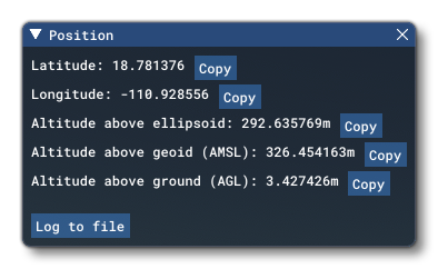 The Position Debug Window