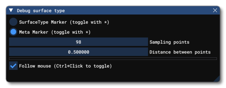 The Debug Surface Type Window