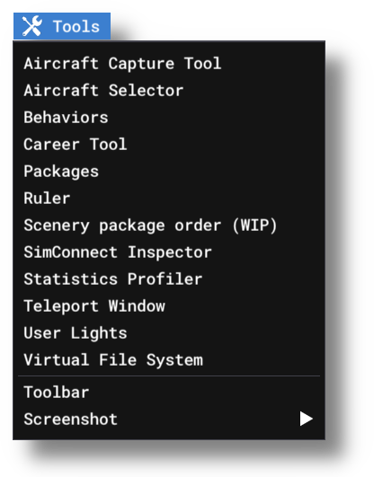 The Tools Menu