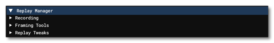 The Replay Manager Section Of The Camera Tab