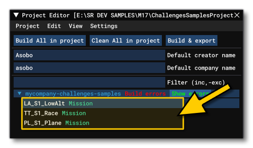 Mission Asset Groups In The Project Editor