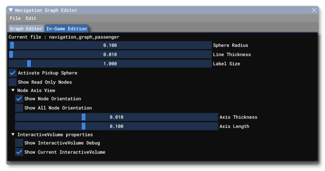 The Navigation Graph View Properties Window