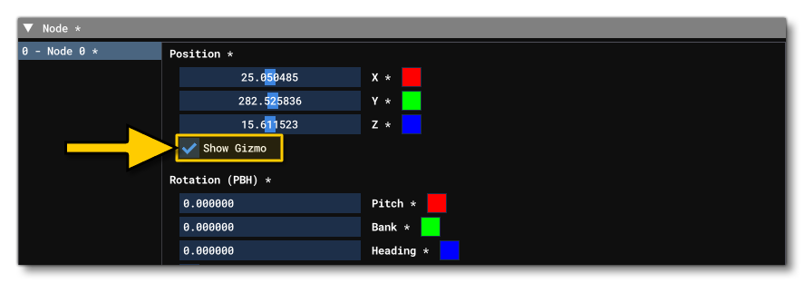 Enabling The Gizmo To Edit Nodes In The Scene