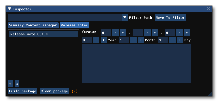 The Inspector Release Notes Tab