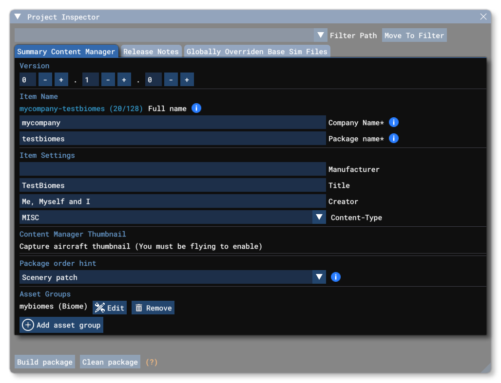 The Summary Content Manager Tab