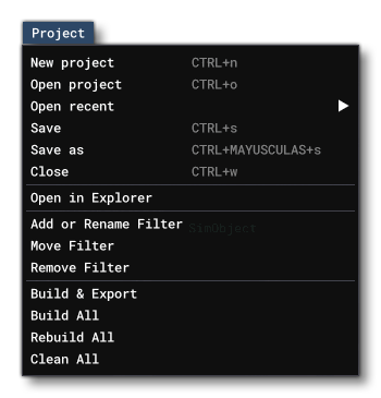 The Project Editor Project Menu