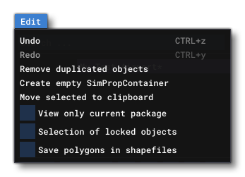 The Scenery Editor Edit Menu