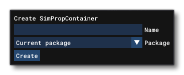 SimProp Container Creation Window