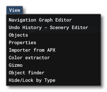 The View Menu In The Scenery Editor