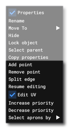 The RMB Menu for Default And Disk Apron Objects