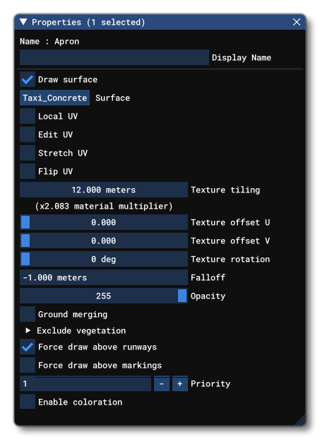 The Apron Object Properties