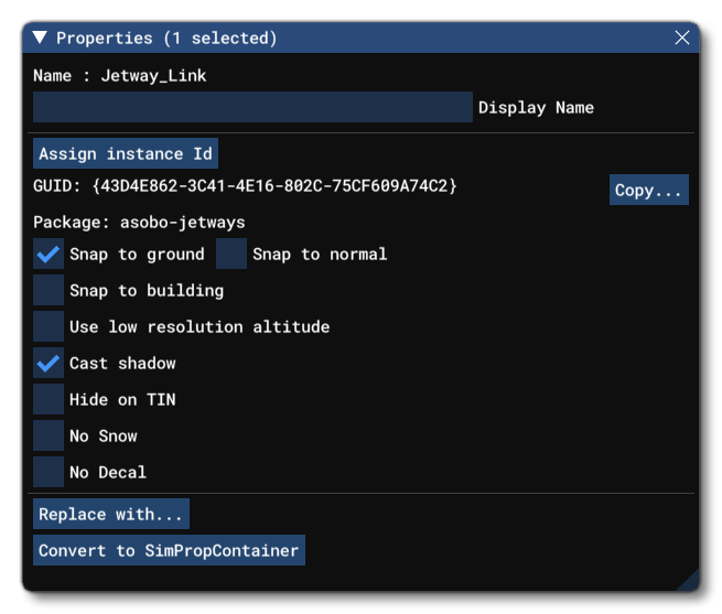 The Jetway Link Object Properties The Jetway Link Object Properties