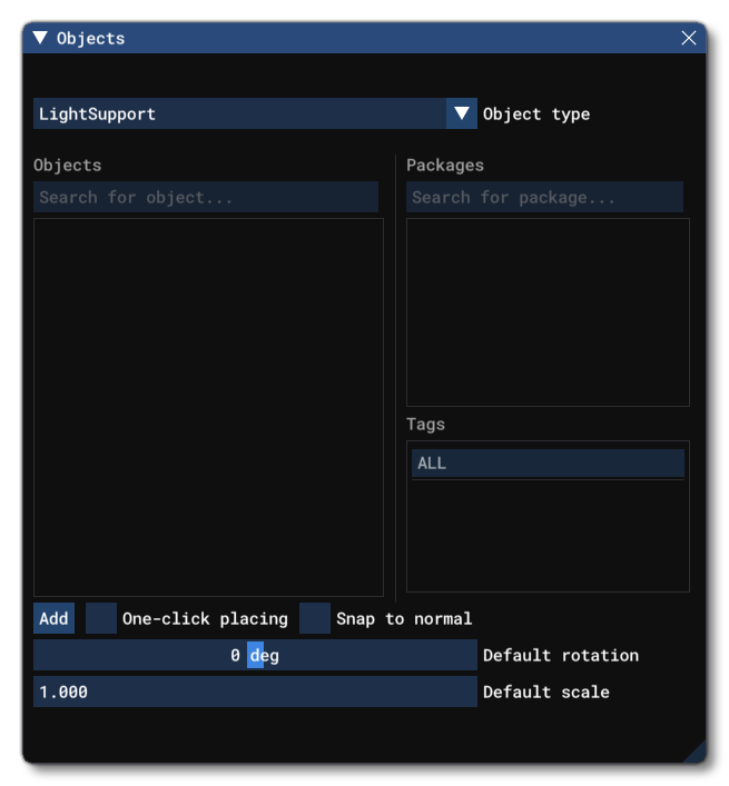 The LightSupport Object Element Listed In The Objects Window