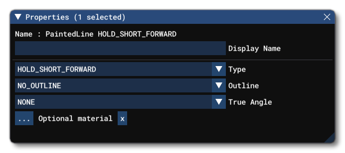The Painted Line Object Properties