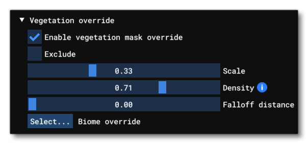 The Regular Polygon Vegetation Override Options