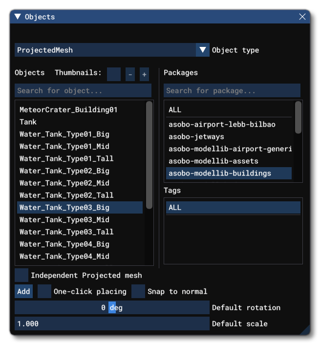 Different Scenery Object Elements Listed In The Objects Window