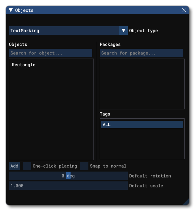Different Text Objects Listed In The Objects Window Different Text Objects Listed In The Objects Window
