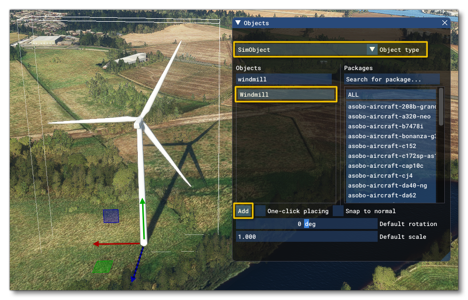Adding A Windmill SimObject To The Scene