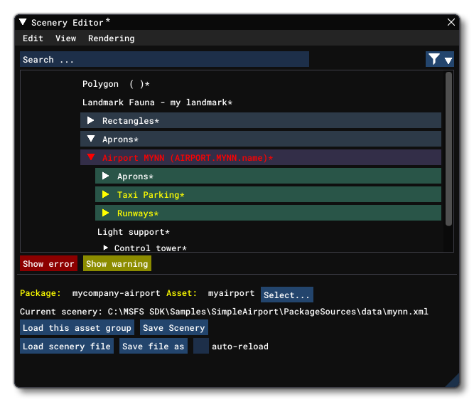 Scenery Editor Errors And Warnings