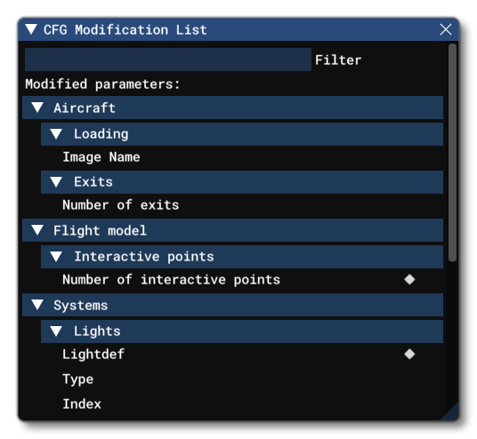 The CFG Modification List In The SimAttachment Editor