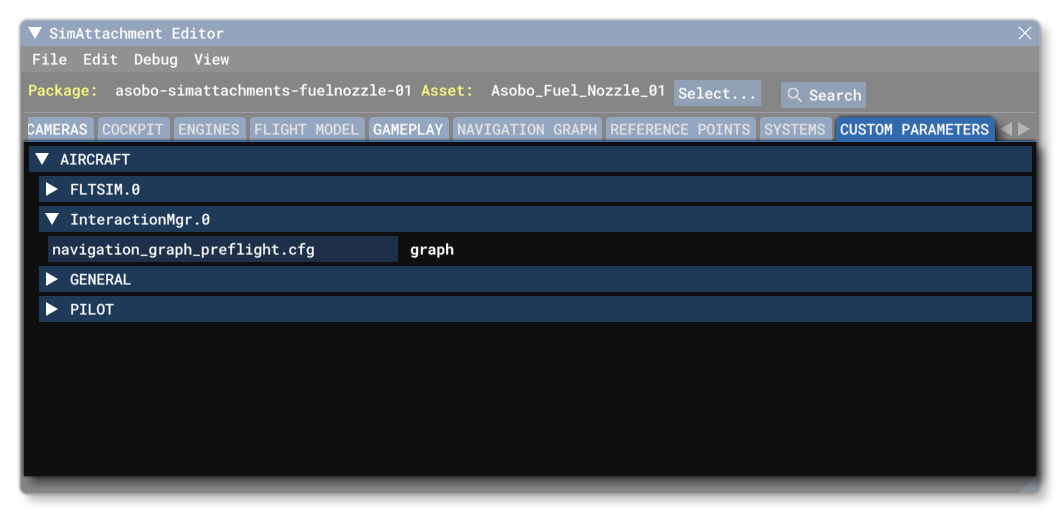 The Custom Parameters Tab In The SimAttachment Editor