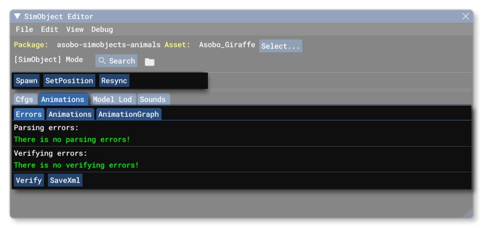 The SimObject Editor Animations Tab