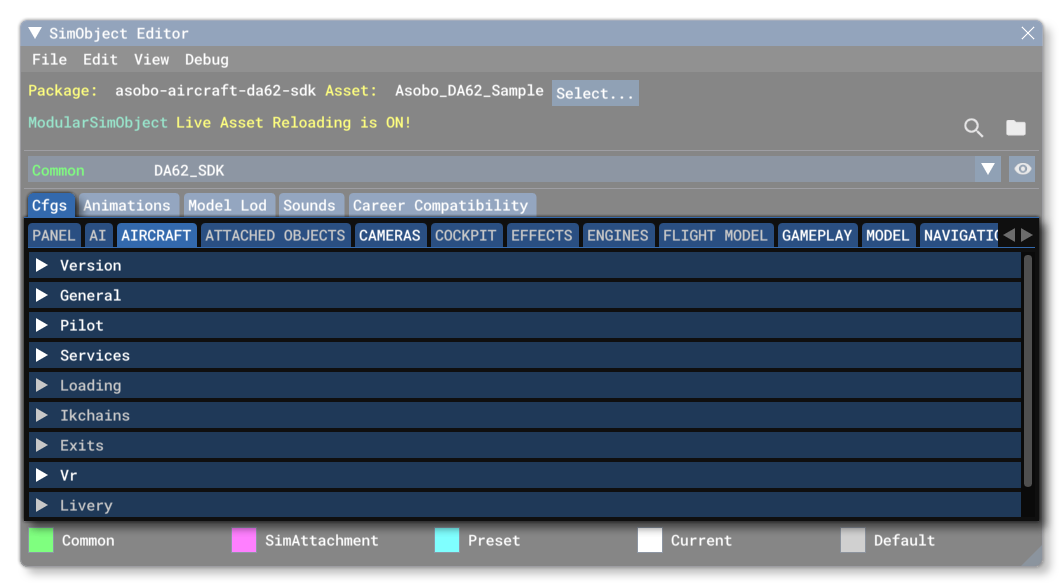 The SimObject Editor CFG File Tab