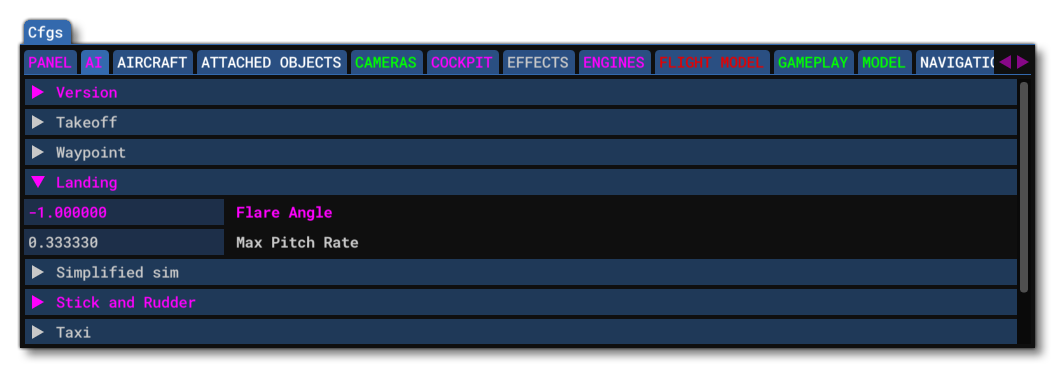 Example Showing Colour Coding In The CFG Editor