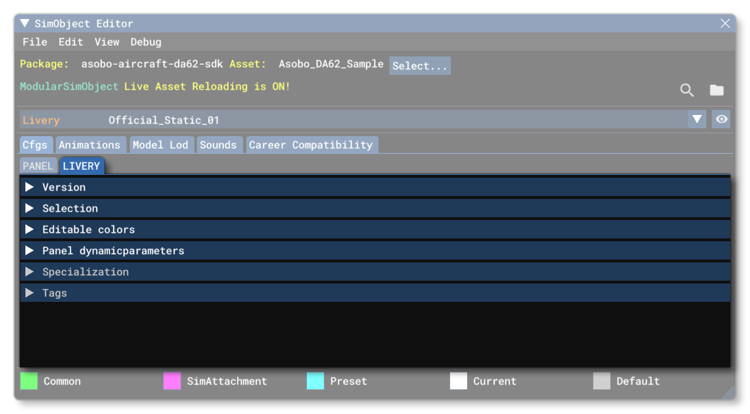 The Livery Tab In The SimObject Editor