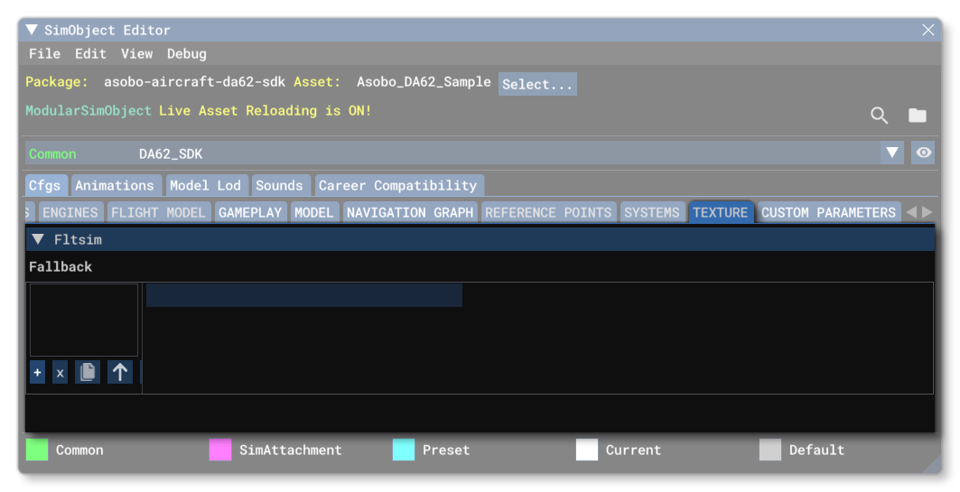 The Texture Tab In The SimObject Editor