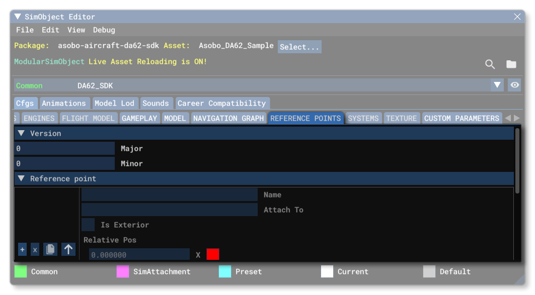 The Reference Points Tab In The SimObject Editor