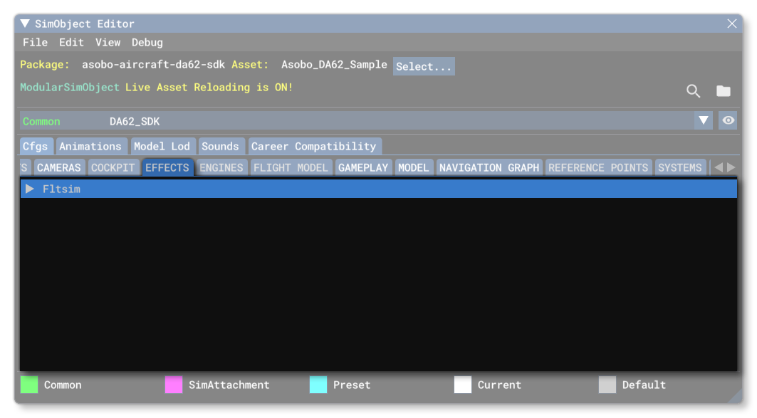 The Effects Tab In The SimObject Editor