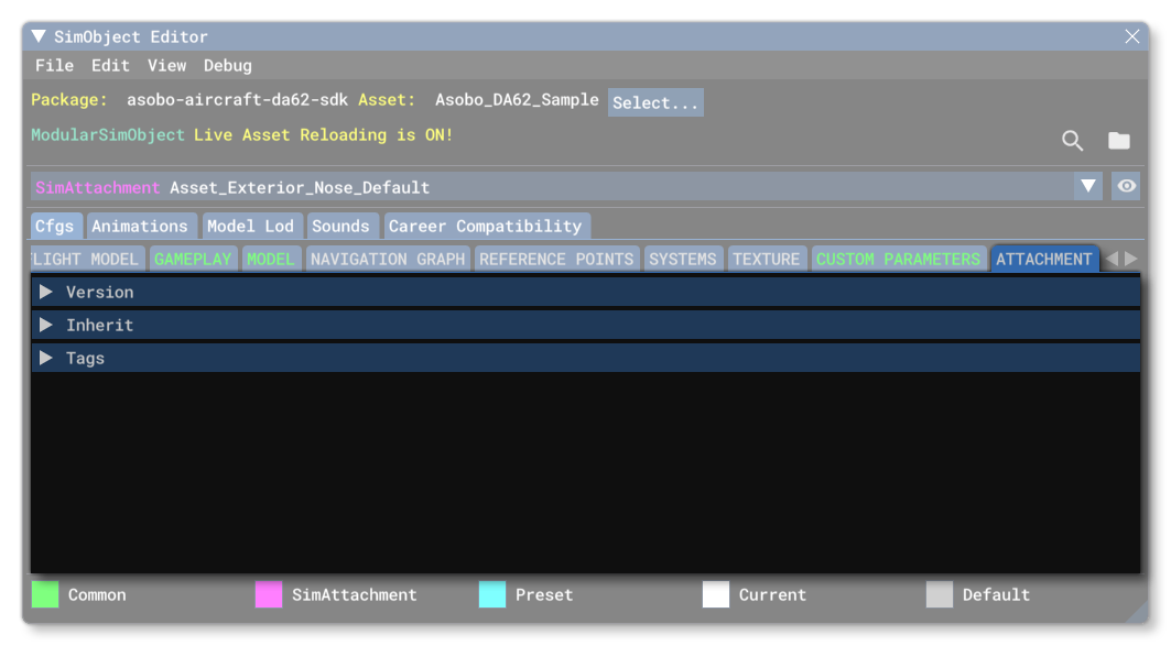 The Attachment Tab In The SimObject Editor