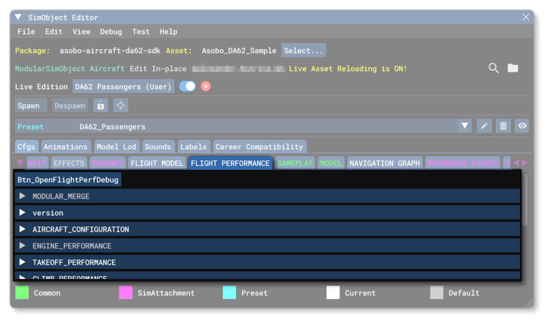 The flight_performance.cfg File In The SimObject Editor