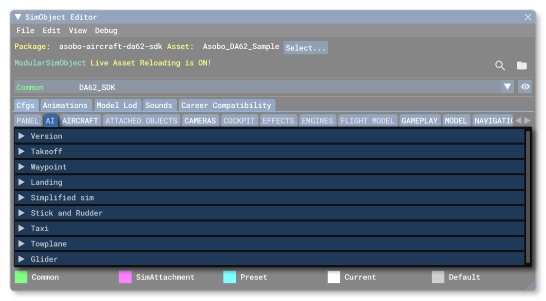 The AI.cfg File Tab In The SimObject Editor