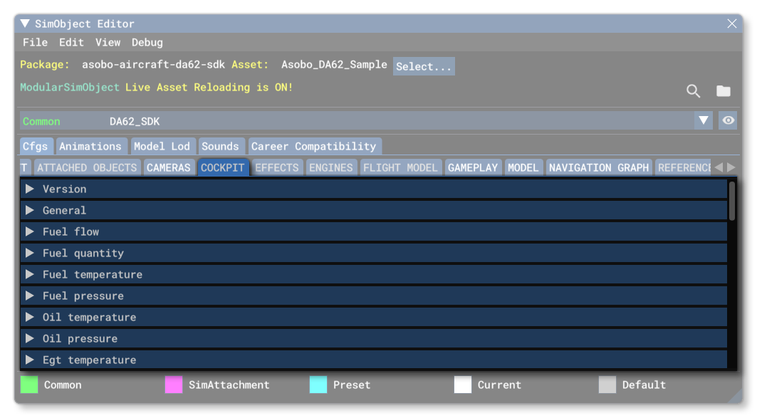 The Cockpit.cfg File Tab In The SimObject Editor