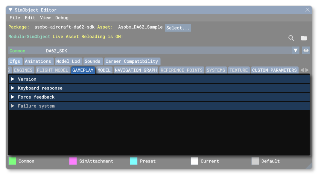 The Gameplay.cfg File Tab In The SimObject Editor