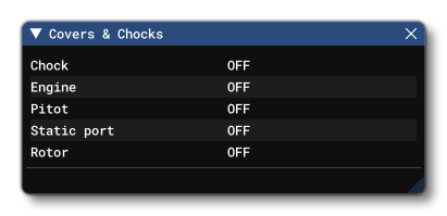 The Debug Covers And Chocks Menu Window